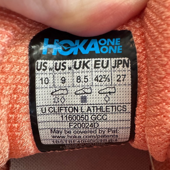 Hoka One Clifton L Orange Coral Athletic Shoes Size 10 - Picture 11 of 13